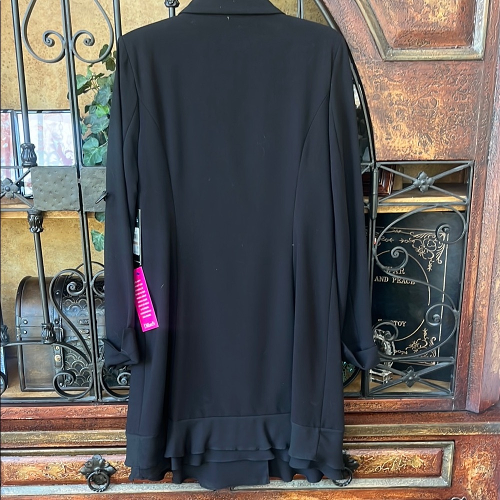 Elegant Black Double-Breasted Coat dress with Gold Buttons - Picture 2 of 5